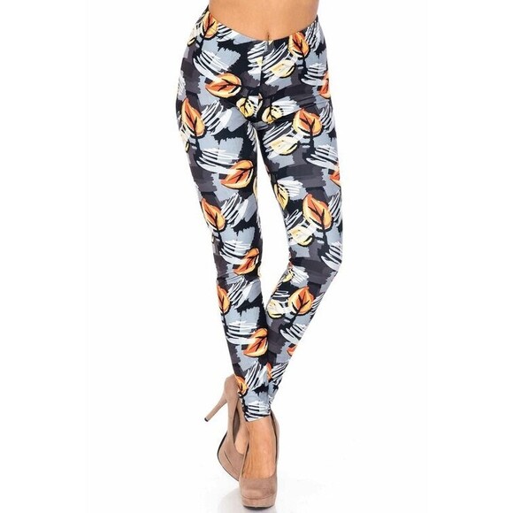 Reg One Size Lovely Boutique‎ Leave Print Leggings - Picture 2 of 5